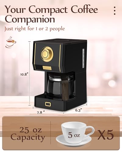Amaste Drip Coffee Maker, 25 Oz Glass Pot, Retro Style with Reusable Filter Y974