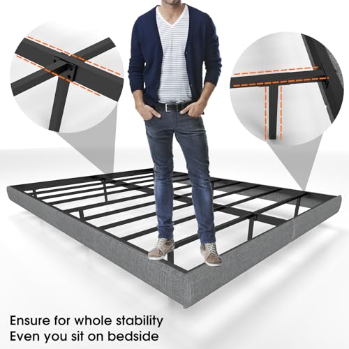 Full Floating Bed Frame Full Size with LED Lights, Heavy Duty Metal Slats C2574