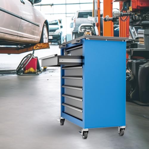 7-Drawer Rolling Toolbox with Lockable Wheels and Keyed Locking System J502595