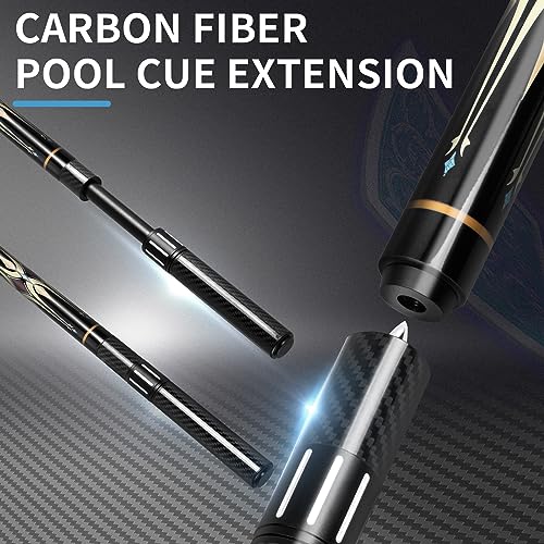lotmusic Premium Pool Stick with Telescopic Fiber Extension Cue, 58 Inch Set with Case W47144