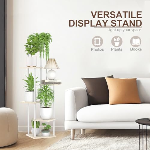 6 Tier Metal Wood Corner Plant Stand Indoor Outdoor H78199