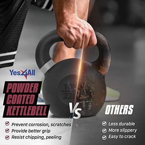 Yes4All Powder Coated Cast Iron Kettlebell Weight Set for Home Gym N15817