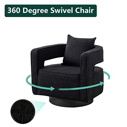 ODUWA Swivel Barrel Accent Chair Set of 2, Linen Upholstered, 360 Degree Swivel F57199