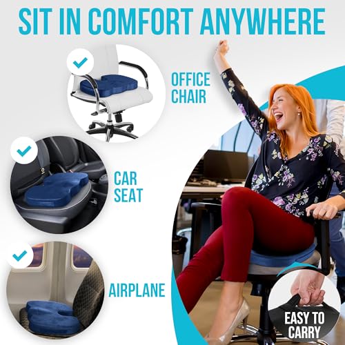 FORTEM Office Chair Cushion and Back Support, Memory Foam Lumbar Pillow, Non Slip, XL V440