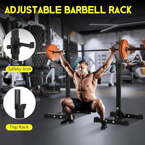 Adjustable Barbell Rack Stand 550 Lbs Capacity for Home Gym, Set of 2, Black I155