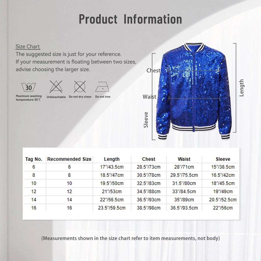 iEFiEL Girls Sparkle Bomber Flight Jacket Gold 14 D83510