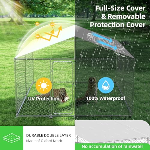Outdoor Dog Kennel Heavy Duty with Waterproof Cover and Lock Q463