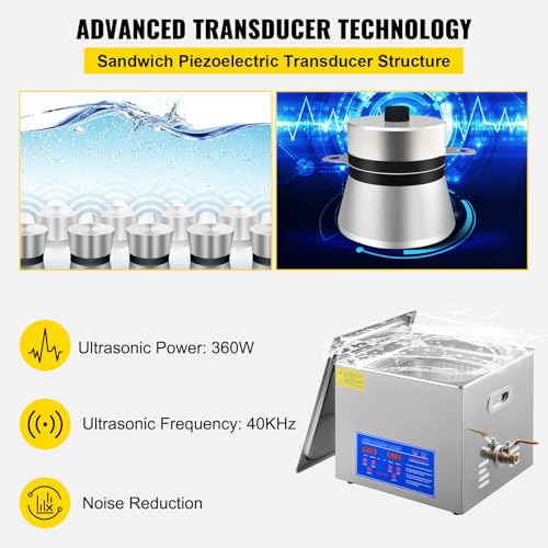 VEVOR Commercial Ultrasonic Cleaner 6L 40kHz with Digital Timer & Heater 110V Q7418