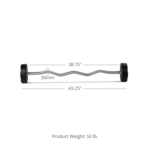 Titan Fitness Rubber Curl Fixed Barbells, Pre-Loaded Weight Bar Y406
