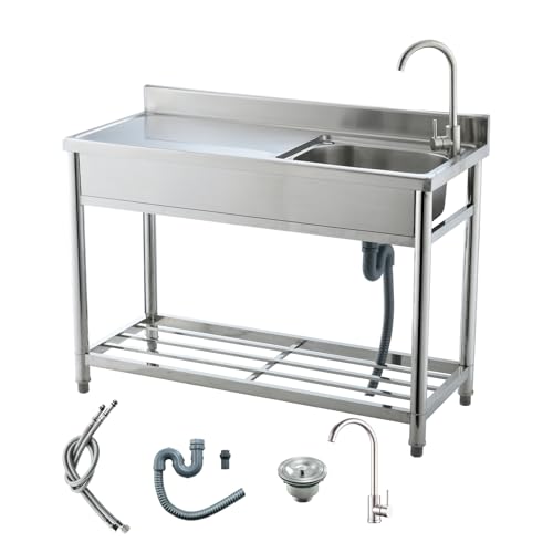 Stainless Steel Freestanding Utility Sink with Faucet L128