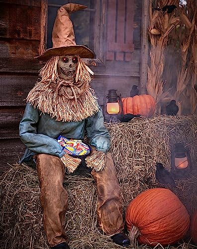 Spirit Halloween 4.5 Ft Scary Sitting Scarecrow Animatronic Prop I398189