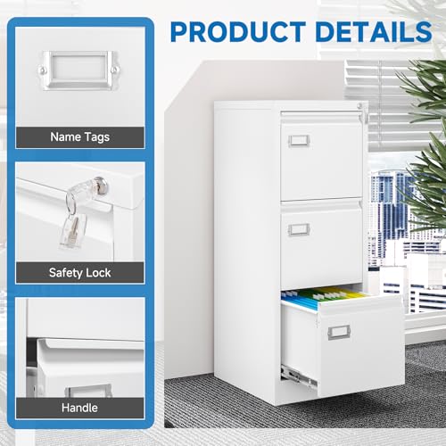 2 Drawer Vertical File Cabinet with Lock for Letter Size, Steel Office Storage Y50014
