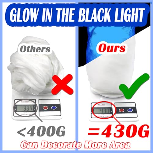 Giant Glow in The Dark Spider Web Halloween Decorations Outdoor with Blacklight S348