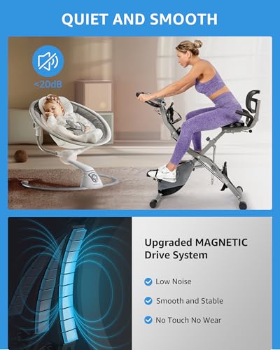 Foldable Exercise Bike with 16-Level Magnetic Resistance for Home T532