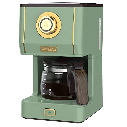 Amaste Drip Coffee Maker, 25 Oz Glass Pot, Retro Style with Reusable Filter Y974