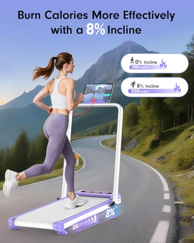 Walking Pad Treadmill with 8% Incline & Handle Bar, 3.5HP Portable for Home E1260