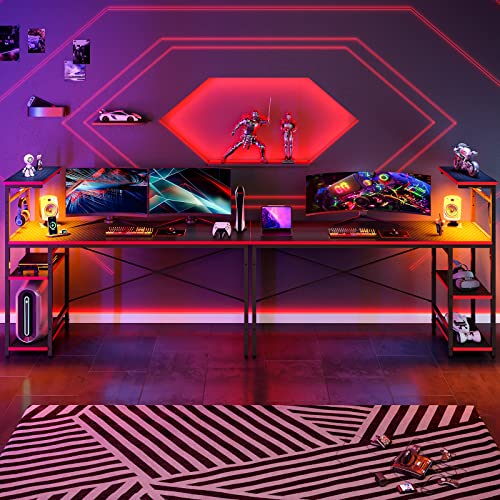 Bestier Gaming Desk with LED Lights, 51.3 Inch Computer Desk Q970