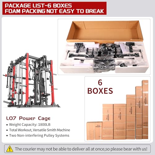 Power Cage Smith Machine Power Rack with Cable Crossover for Home Gym X175525