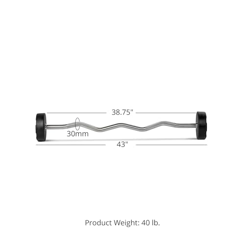 Titan Fitness Rubber Curl Fixed Barbells, Pre-Loaded Weight Bar Y406