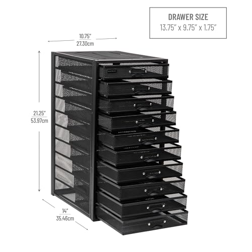 Mind Reader 10-Drawer Metal Mesh Desk Organizer, Silver N923041