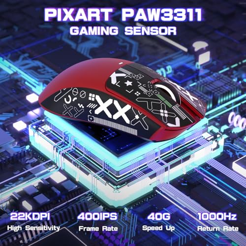 Attack Shark X11SE Wireless Gaming Mouse, Tri-Mode 22K DPI, 59g, Berry Red Y3775