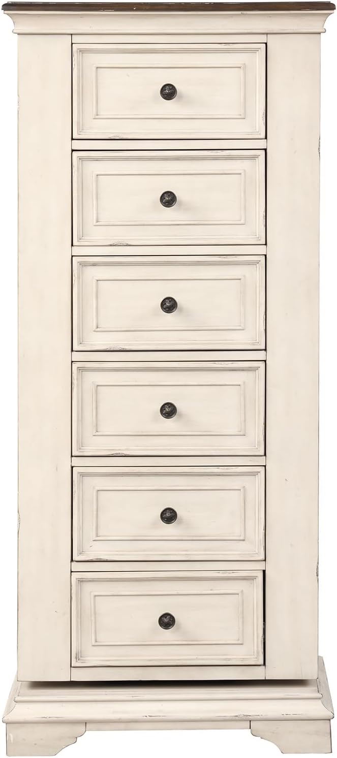 Anastasia Lingerie Swivel Chest with Mirror, Antique White Y98391