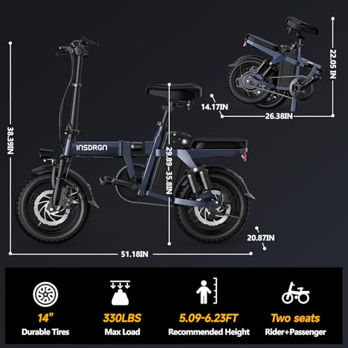 Folding Electric Bike for Adults, 20MPH, 45 Miles Range, Removable Battery Q46926