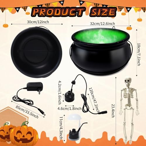 12" Large Witch Cauldron Diffuser with LED Light for Halloween Decor U58380