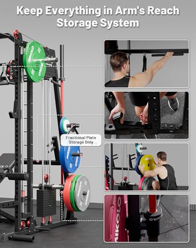 Mikolo Smith Machine 2200lbs Squat Rack with Lat Pulldown & Cable Crossover E219