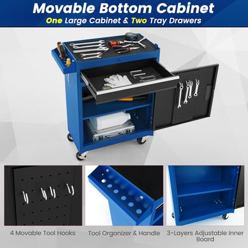 Goplus 5-Drawer Rolling Tool Chest with Lockable Wheels, Gray Z601390