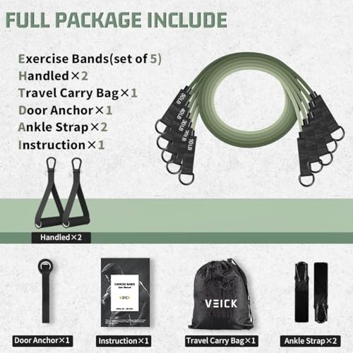 VEICK Resistance Bands with Handles for Home Workout O75059