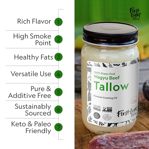 First Light Farms Wagyu Beef Tallow, 100% Grass-Fed, 14oz Glass Jar R849799