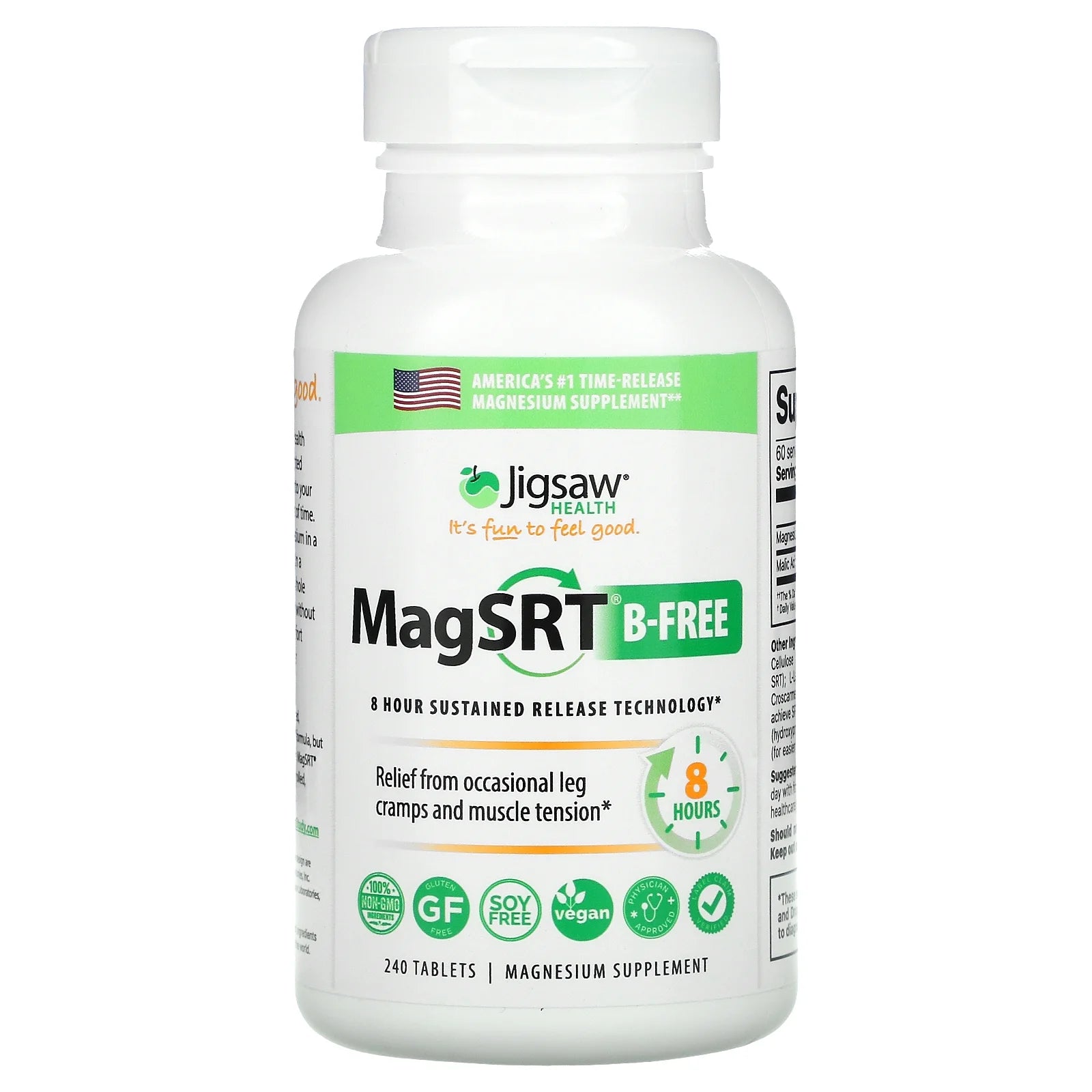 Jigsaw Health MagSRT B-Free, Time-Release Magnesium, 240 Tablets