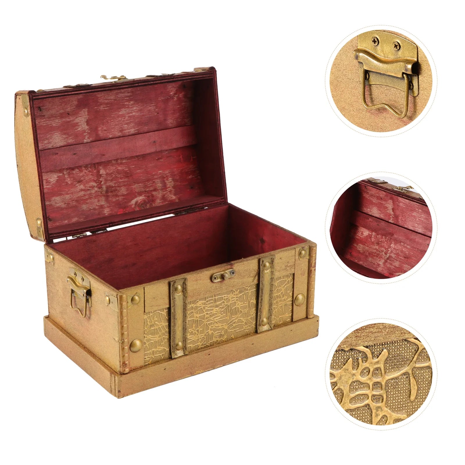 Retro Wooden Pirate Treasure Chest Jewelry Storage Box H38718