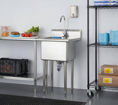 TRINITY THA-0307 Stainless Steel Freestanding Utility Sink with Chrome Faucet Y769640