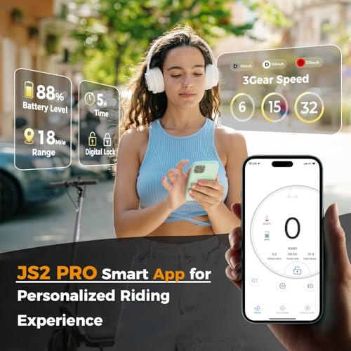 Jasion JS2/PRO Electric Scooter, 25 Miles Range, 22MPH Max Speed, 850W Peak Adult Escooter P831