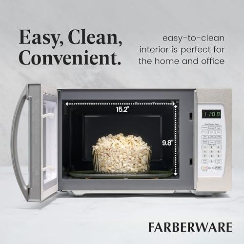 Farberware Countertop Microwave 1000W 1.1 cu ft Black Stainless Steel P5805