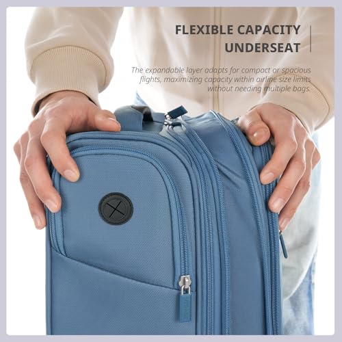 Verage Under Seat Luggage with Wheels, Softside Spinner Carry On, Navy 14-Inch A51804