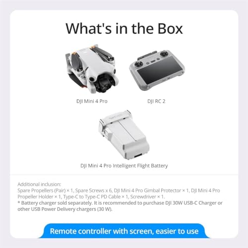 DJI Mini 4 Pro Fly More Combo (DJI RC 2), 4K HDR Folding Mini-Drone O77427
