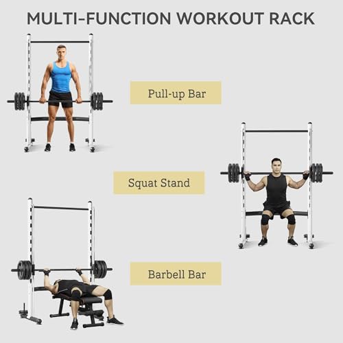 Soozier Squat Rack with Pull-Up Bar, Adjustable Power Rack for Home Gym I377