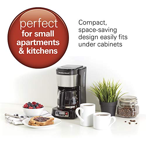 Hamilton Beach 5 Cup Drip Coffee Maker with Programmable Clock, Black & Stainless Steel S78391