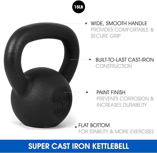 Yes4All 5-80 lbs Cast Iron Kettlebell for Strength Training M7531