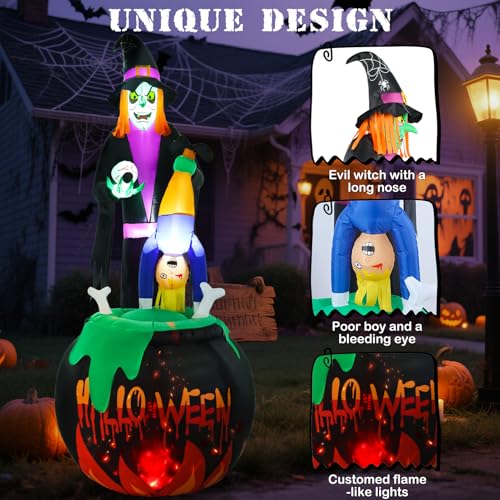 Halloween Inflatables Witch Blowup Yard Decor with LED Lights B39510