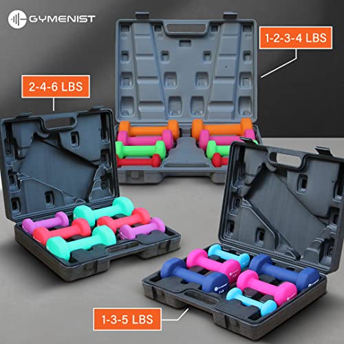 Gymenist Dumbbell Set with Hard Plastic Case, 3 Pairs F6725