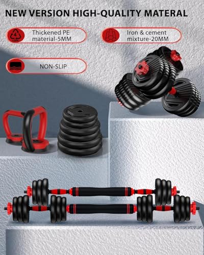 Adjustable Dumbbells 4-in-1 Weight Set with Connector for Home Gym F82847