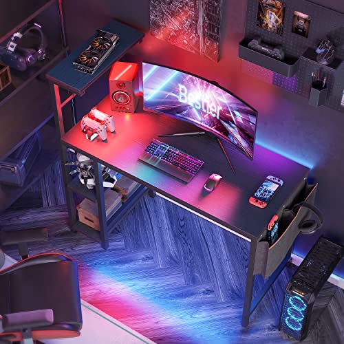Bestier Gaming Desk with LED Lights, 51.3 Inch Computer Desk Q970