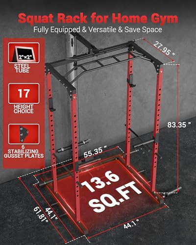 Power Cage with Cable Crossover System for Home Gym, 1600LBS Capacity J50127