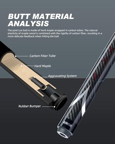 CRICAL Carbon Fiber Pool Cue Stick 58" with 12.5mm Tip J317692