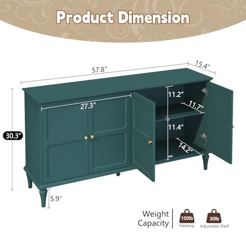 ARTPOWER Sideboard Buffet Cabinet with Storage, 58'' Mid-Century Modern, Brown M393886