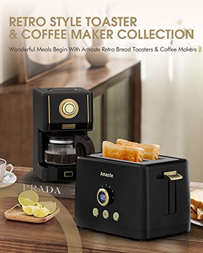 Amaste Drip Coffee Maker, 25 Oz Glass Pot, Retro Style with Reusable Filter Y974